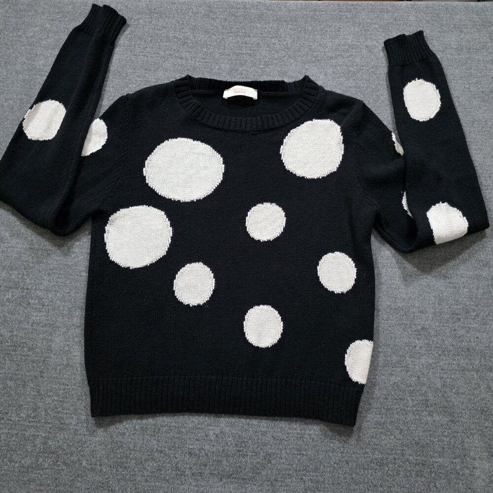 ViCOLO Northland Sweater Womens S/M Black White LS Pullover Italy Cotton Casual